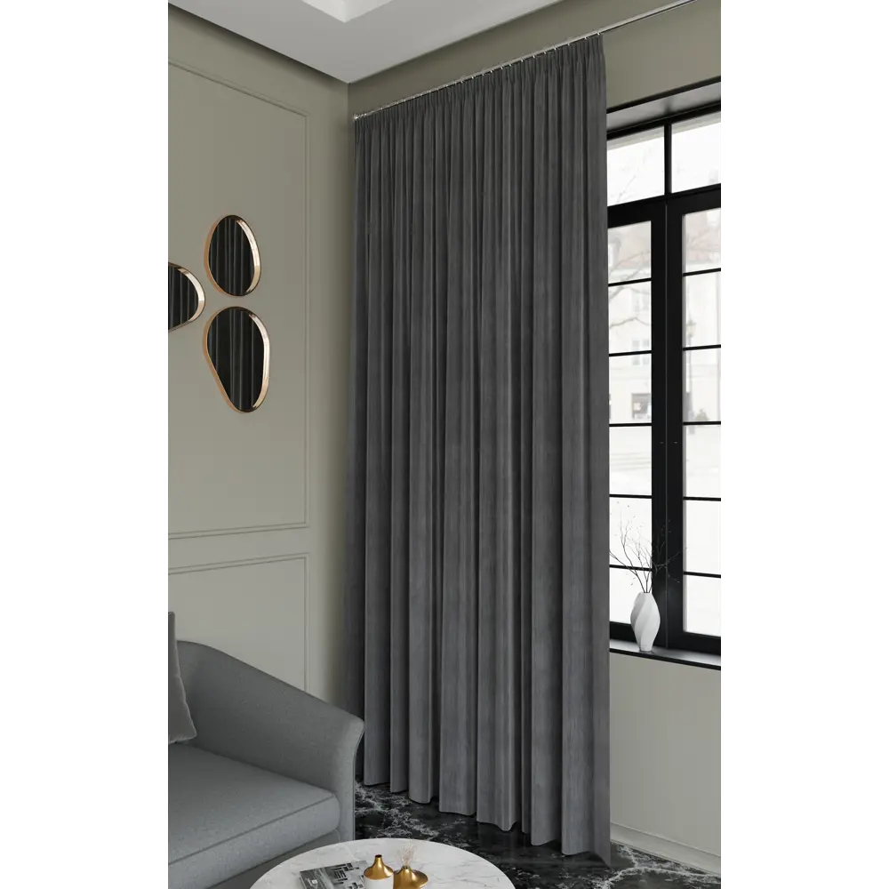 Штора MIAMOZA Камелия 200x280 см серый бархат 89405542 STLM-1570000