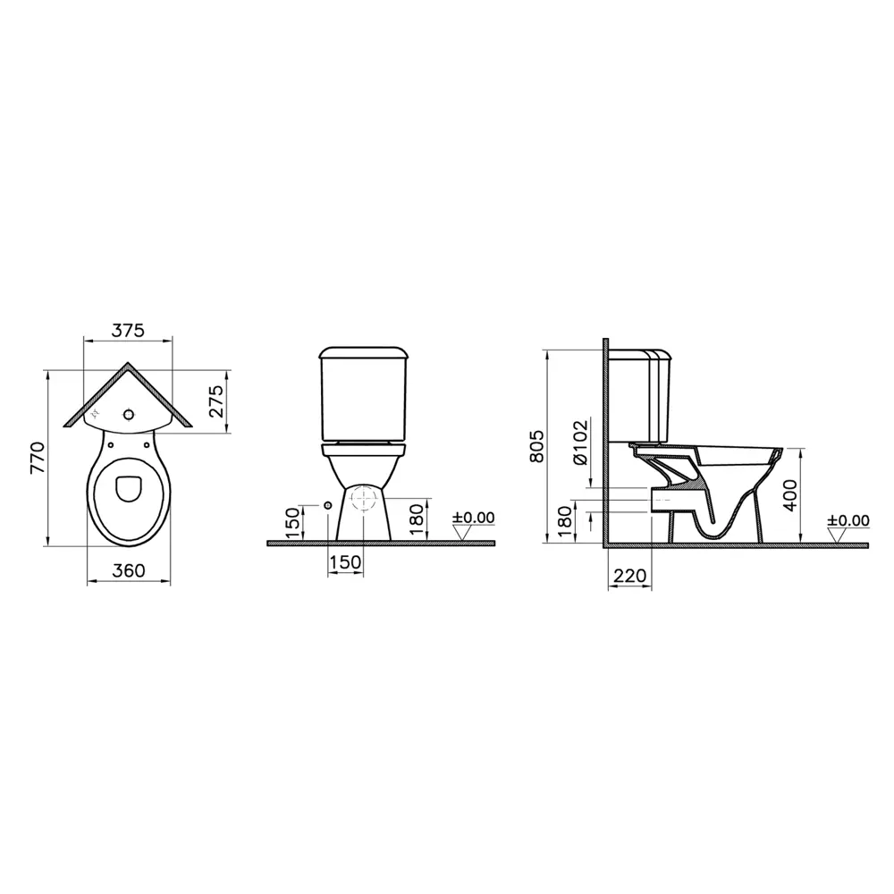 Унитаз-компакт Vitra угловой Normus горизонтальный выпуск двойной слив STLM-2061212 - Вид №6