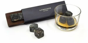 Lithologie Камни для виски Gneiss с подносом из грецкого ореха