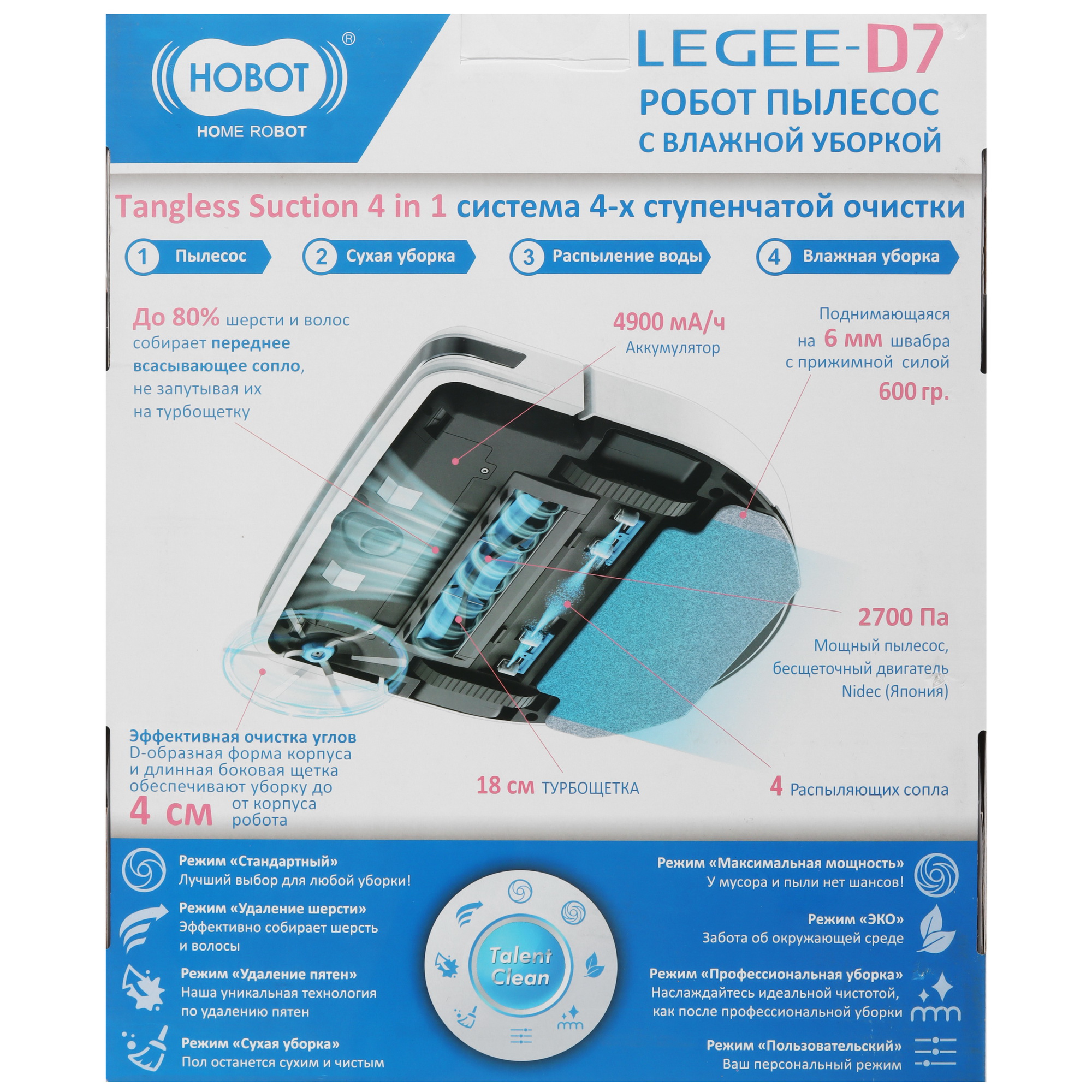9908720 Робот-пылесос HOBOT LEGEE-D7 белый STDN-0073780 - Вид №10