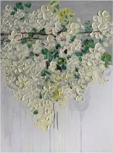 Картина на холсте 120х90 см "Белые цветы" EVENHOME КАРТИНЫ МАСЛОМ 130014 Белый;зеленый;серый;разноцветный