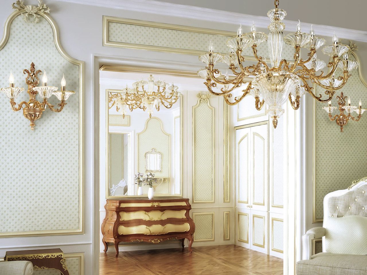 Золотая люстра с градиентным оттенком и остеклением Possoni Illuminazione ARCH-00013225 - Вид №2