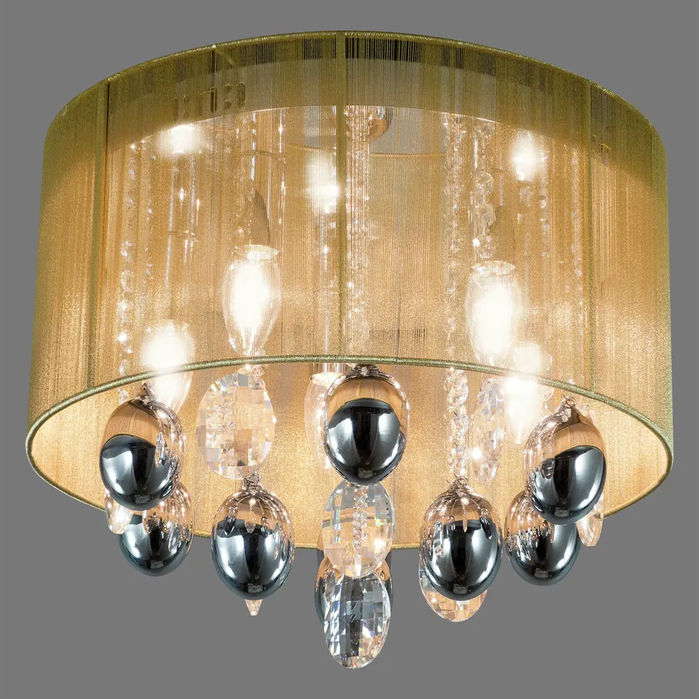 Люстра хрустальная подвесная Жаклин 5xE14x40 Вт, металл/текстиль, цвет хром/мультиколор MW-Light STLM-2017475 - Вид №3