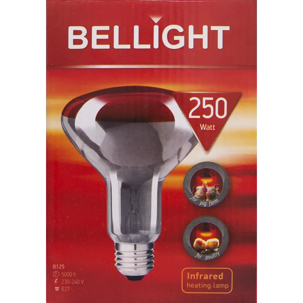 Инфракрасная лампа для обогрева (ИКЗК) R125, E27, 250 Вт, 230-240 В BELLIGHT STLM-2124201 - Вид №2