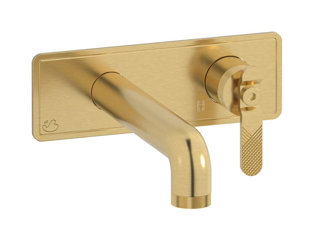 Встроенный в стену смеситель для раковины на 2 отверстия в комплекте с донным клапаном WE ARE IB b2206os Brushed Gold Bold