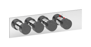 EUA321SSNMR_2 Комплект наружных частей термостата на 3 потребителей - горизонтальная прямоугольная панель с ручками Marmo IB Aqua - 3 потребителя