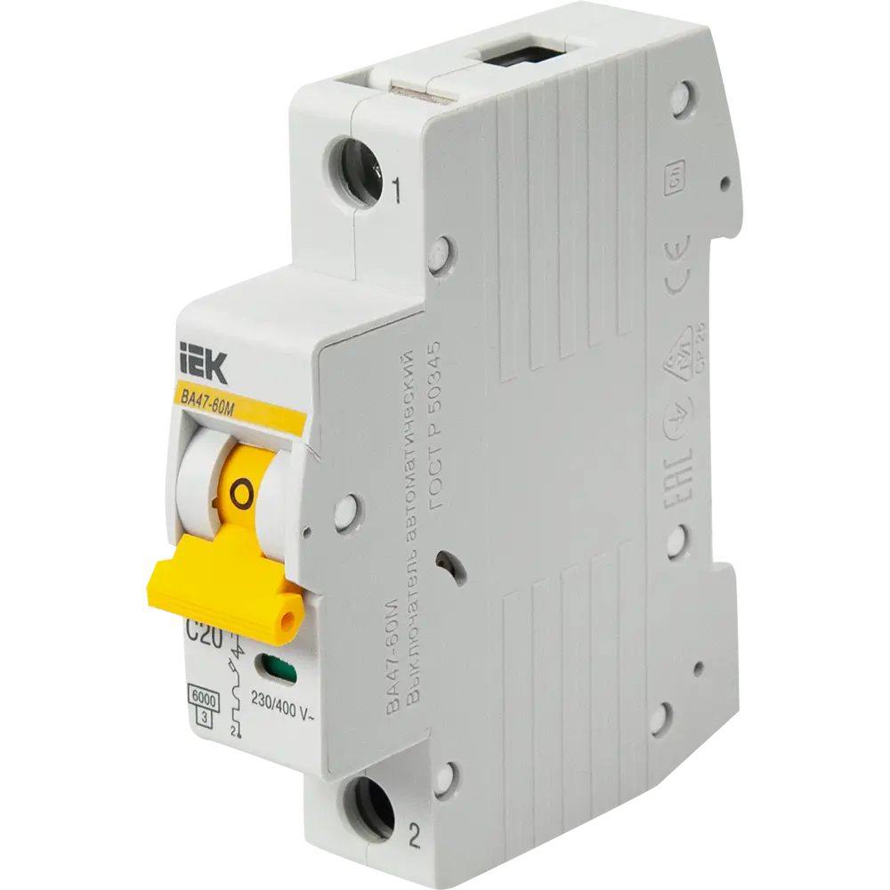 Автоматический выключатель IEK ВА47-60M 1P C20 А 6 кА STLM-2103911 - Вид №2