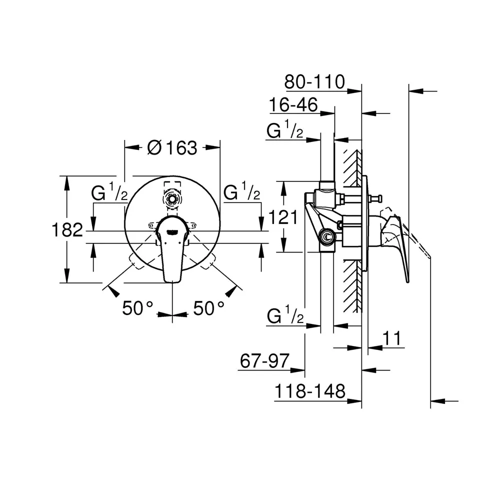 Смеситель для ванны встраиваемый Grohe Srart Flow Start Flow STLM-2074953 - Вид №1