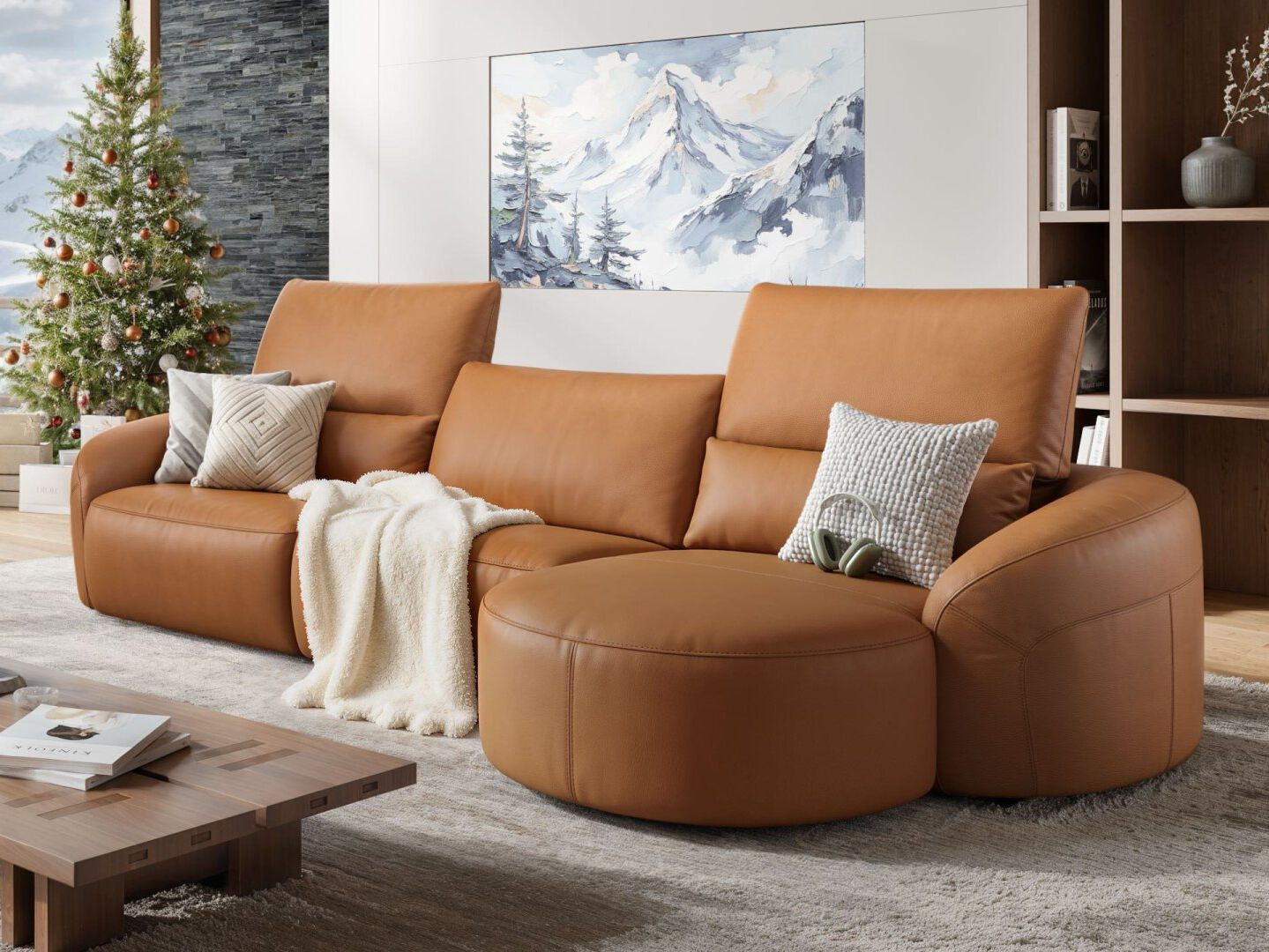 Кожаный диван с полуостровом Sofanella Санкт-Мориц ARCH-00038944 - Вид №6