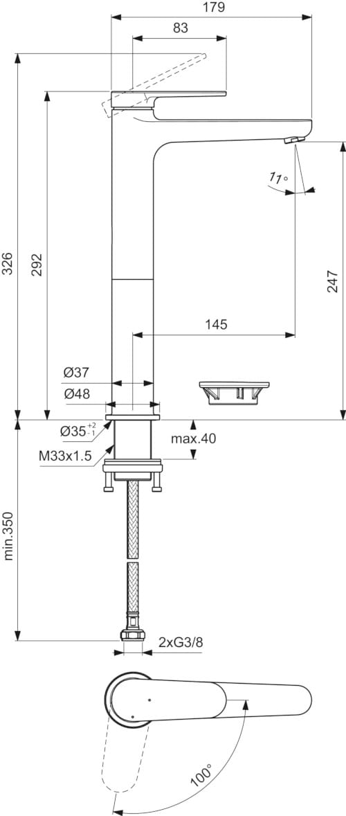 Однорычажный высокий смеситель для раковины Ideal Standard CERAFINE O ARCH-00099091 - Вид №2