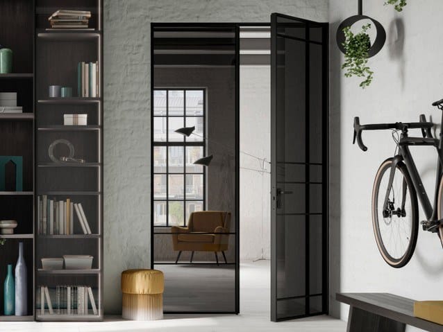 Алюминиевая и стеклянная распашная дверь raumplus SLIM LINE ARCH-00151329