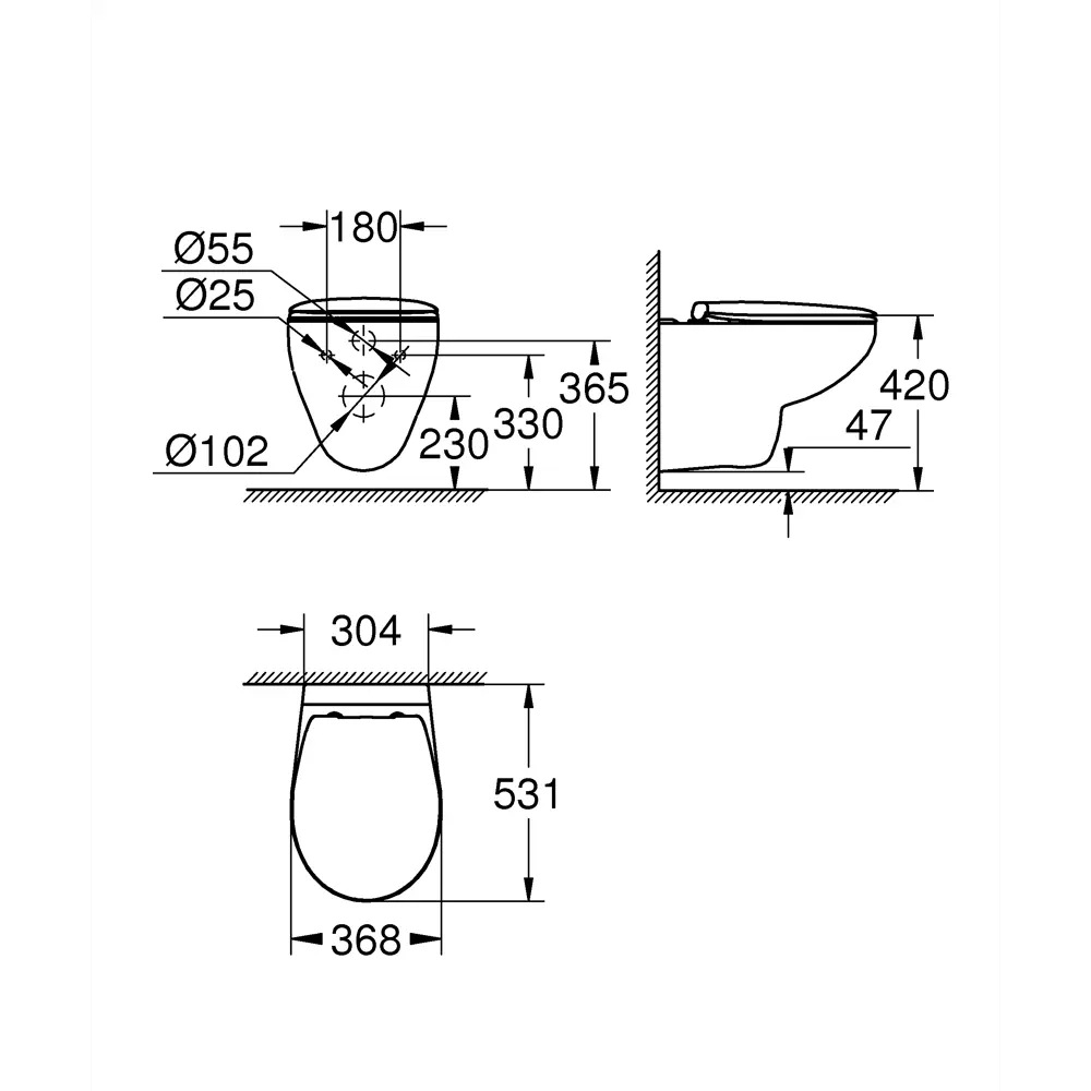Унитаз подвесной Grohe Bau Ceramic 39351000 безободковый с микролифтом STLM-2197433 - Вид №9