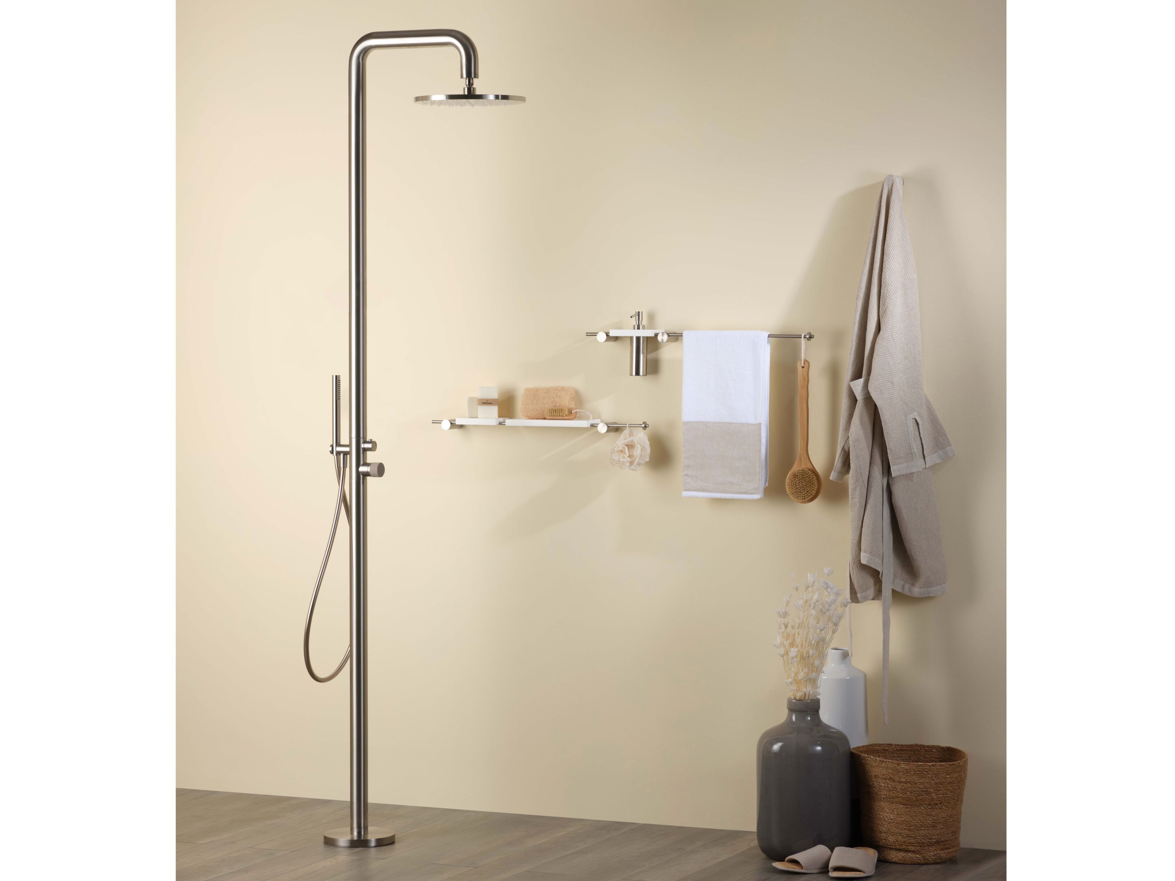 Напольная душевая колонка из нержавеющей стали с ручным душем Ritmonio Diametro35 Inox Concrete ARCH-00026829