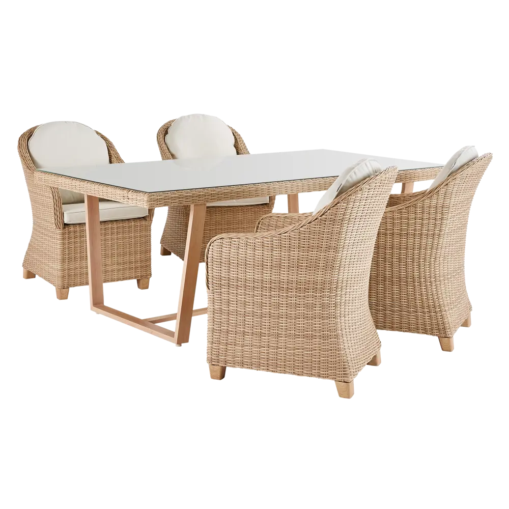 Стол садовый NATERIAL Medena с ротанговым плетением и стеклянной столешницей 82509552 STLM-0028915 - Вид №4