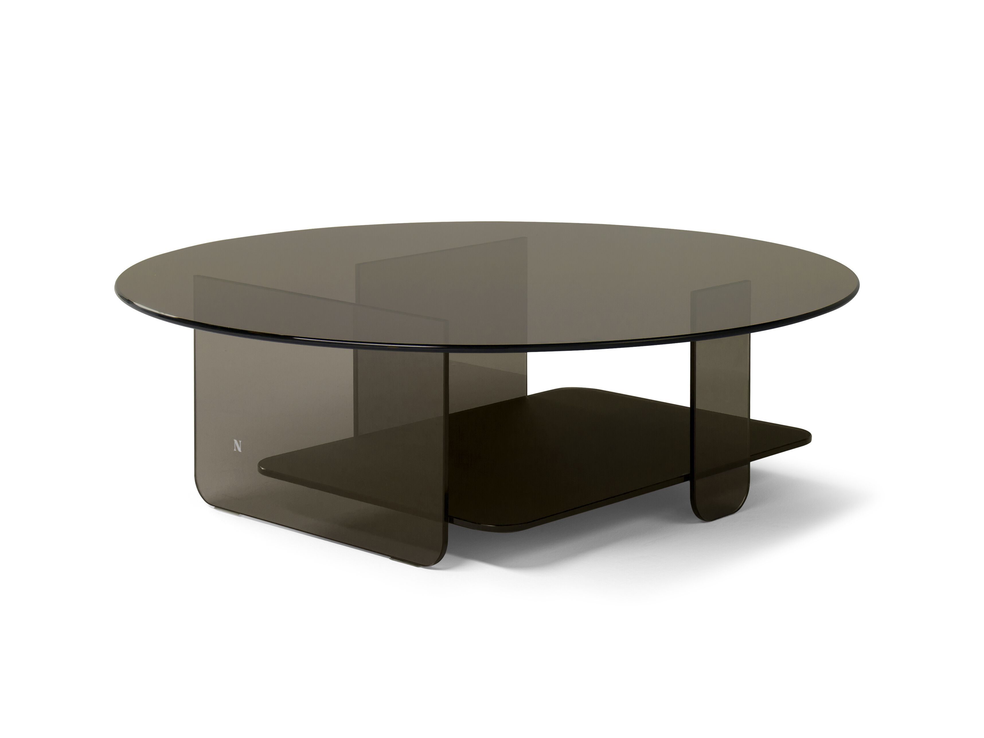 Низкий круглый стеклянный журнальный столик с журнальной стойкой Natuzzi Italia Cava ARCH-00019421 - Вид №1