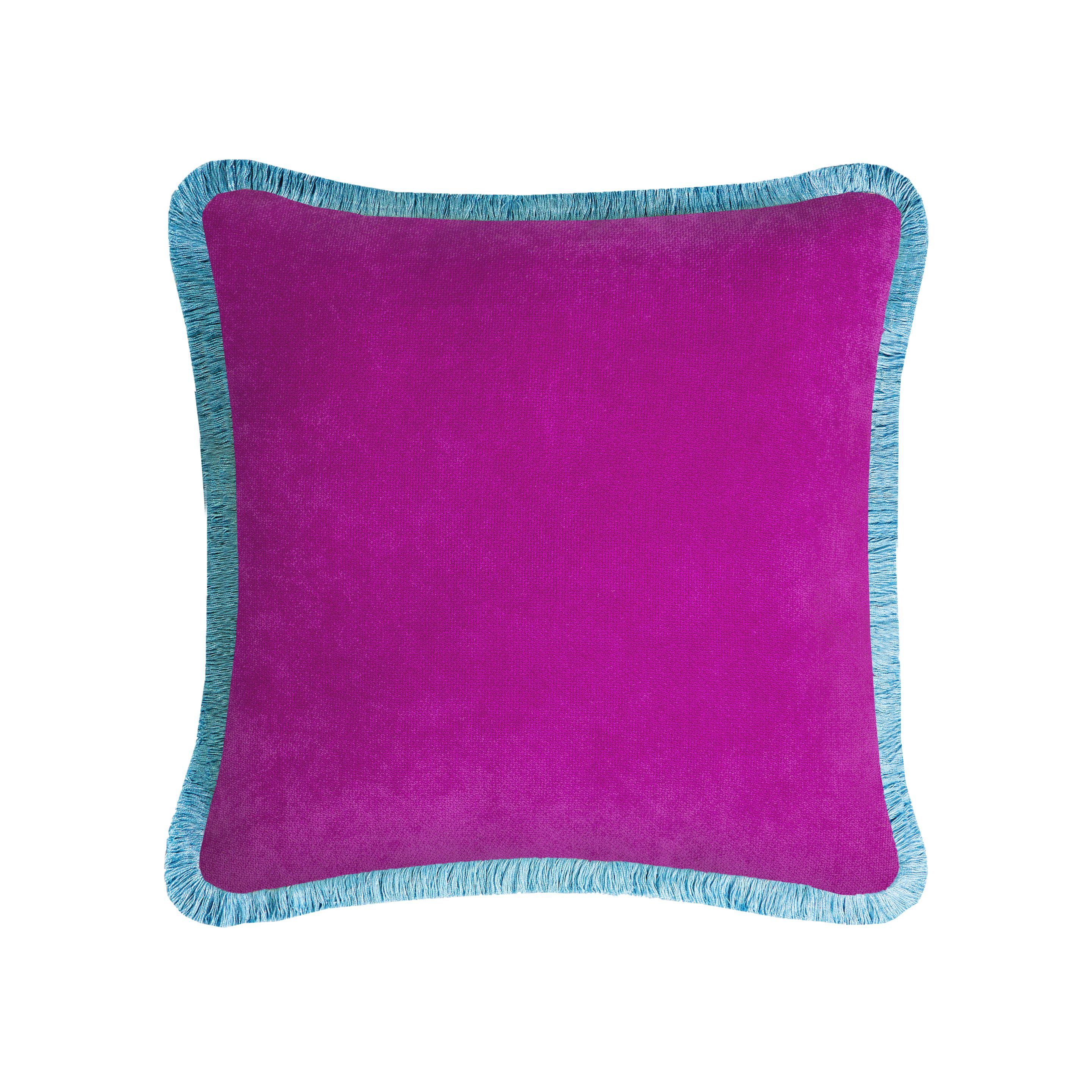 Однотонная бархатная съемная подушка с бахромой LO DECOR HAPPY PILLOW COLOR VELVET ARCH-00145513 - Вид №2