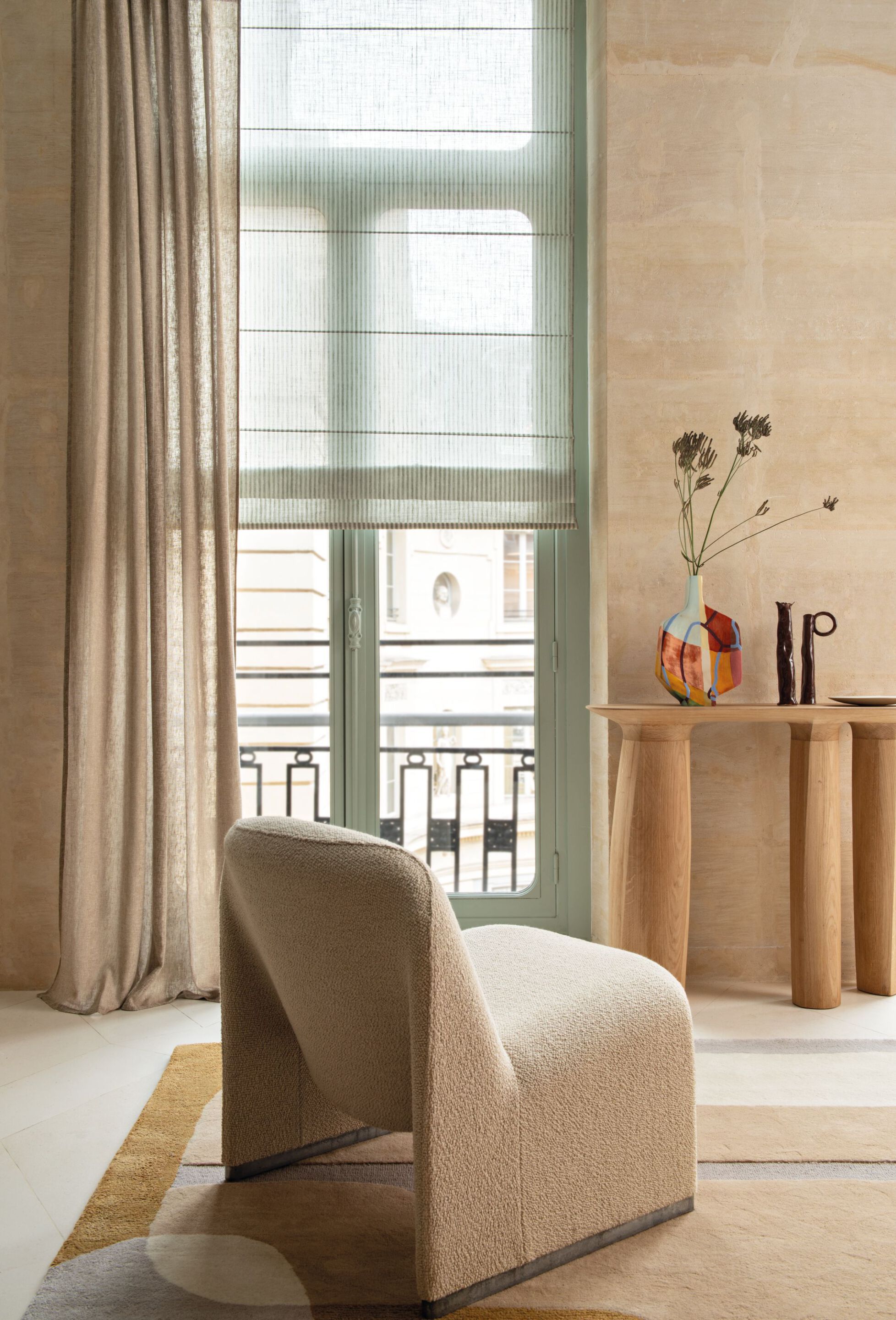 Однотонная ткань из вуали для штор из смеси льна Casamance Noce de lin ARCH-00118407 - Вид №1