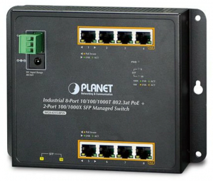 WGS-4215-8P2S Ip30, ipv6/ipv4, 8-port 1000t 802.3at poe + 2-port 100/1000x sfp wall-mount managed ethernet switch (-40 to 75 c, dual power input on 48-56vdc terminal block and power jack, snmpv3, 802.1q vlan, igmp snooping, ssl, ssh, acl) PLANET Technolog