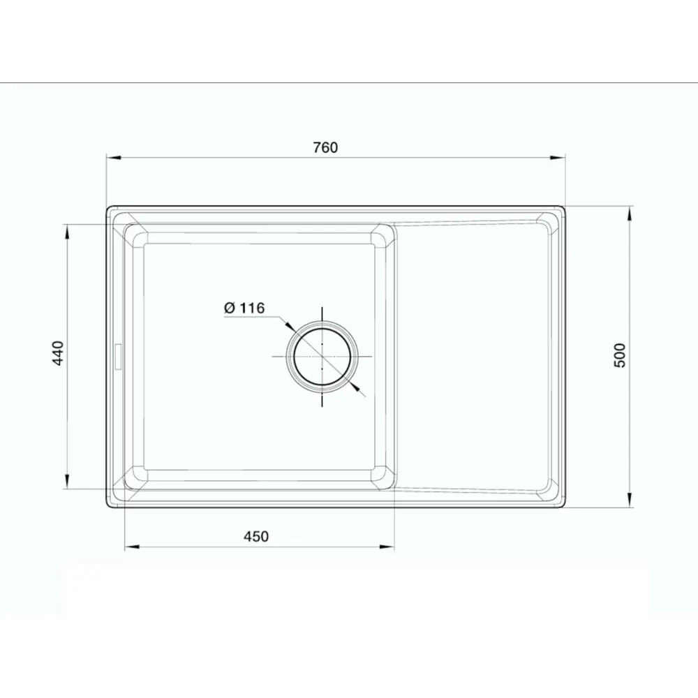 Мойка для кухни врезная KONSENSA 50x76 см глубина чаши 19.5 см кварц цвет серебро Без серии STLM-2099483 - Вид №7