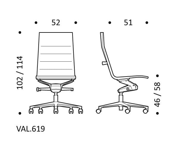 5-спицевое вращающееся офисное кресло с тканевыми колесами ICF Valea ARCH-00111459 - Вид №9