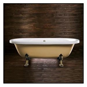 Ванна напольная отдельностоящая бежевая с золотыми ножками "Львиная лапа" Akcjum Octavia WN-09-01-BR-N