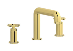 Смеситель для раковины на 3 отверстия с коротким изливом в комплекте с донным клапаном. WE ARE IB b1392oo Gold Bold