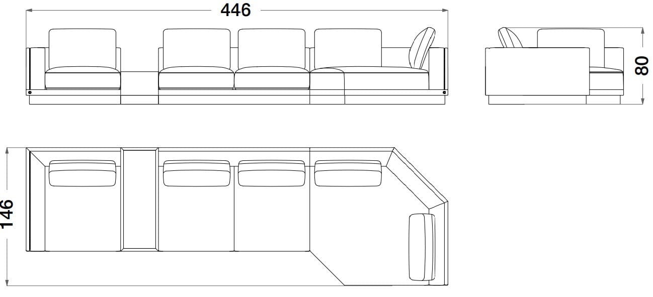 Секционный диван из кожи и ткани CPRN HOMOOD Sesto Senso ARCH-00062470 - Вид №5