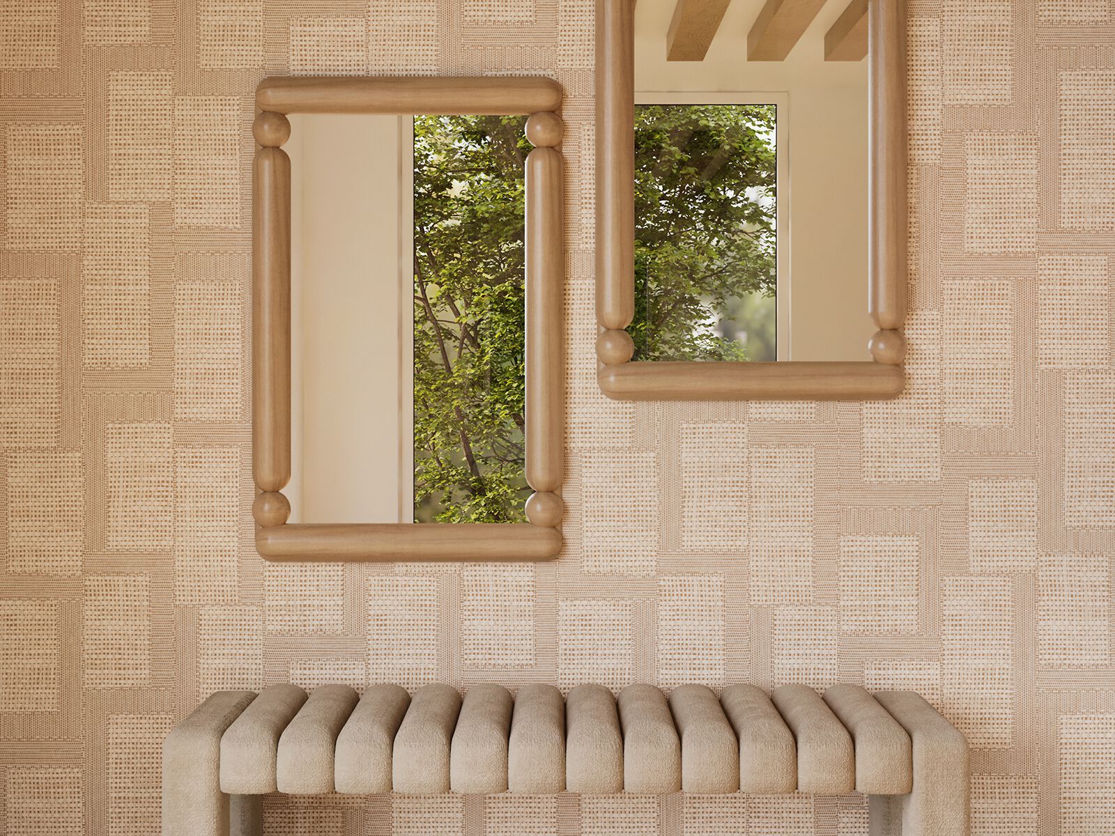 Прямоугольное деревянное настенное зеркало ANA ROQUE INTERIORS ARCH-00122962