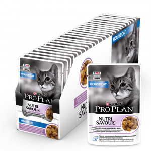 ПР0037489*26 Корм для кошек NutriSavour для живущих дома, вкусные кусочки с индейкой, в желе, пауч 85 г (упаковка - 26 шт) Pro Plan