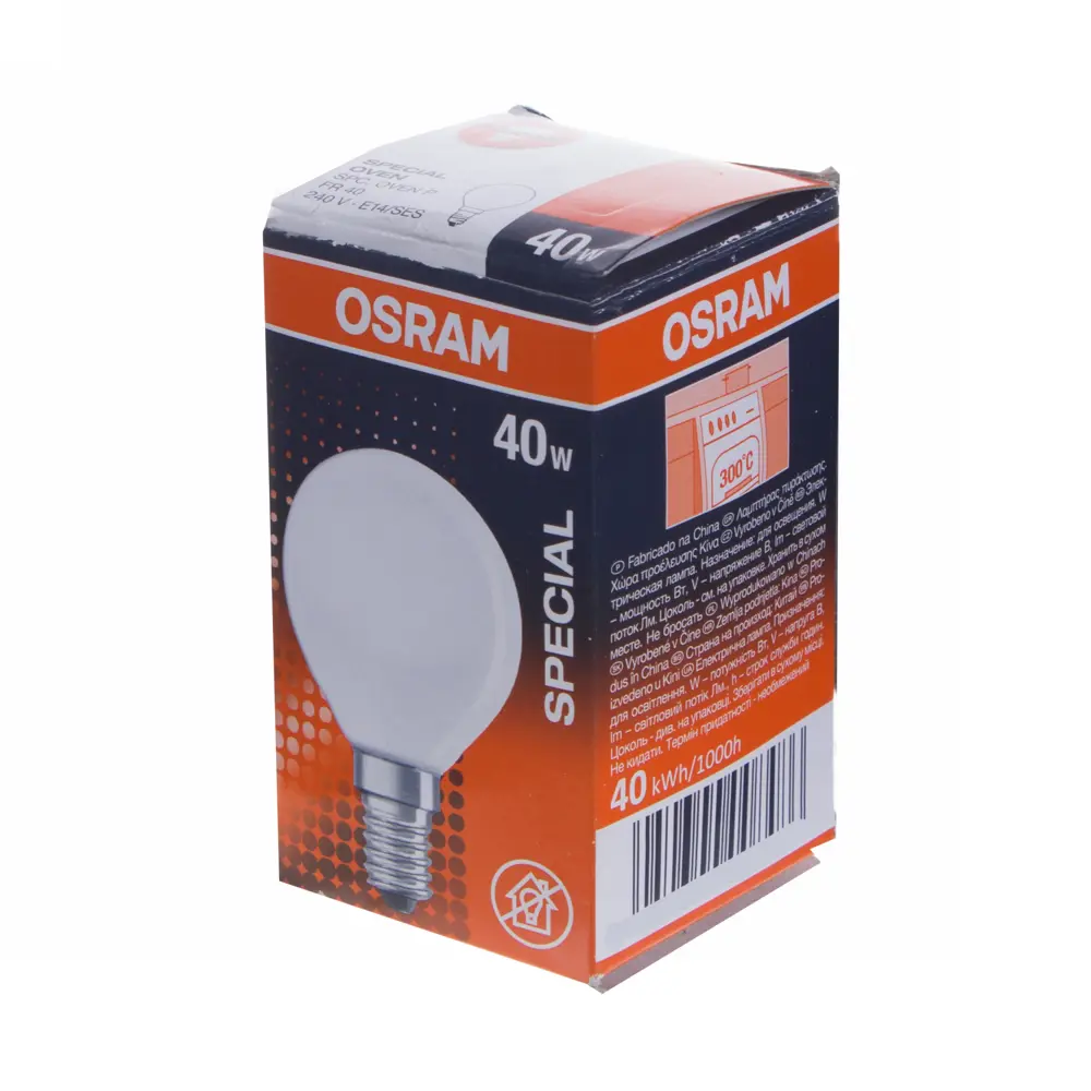 Лампа накаливания для духовки Osram шар E14 40 Вт свет тёплый белый STLM-2197291 - Вид №1