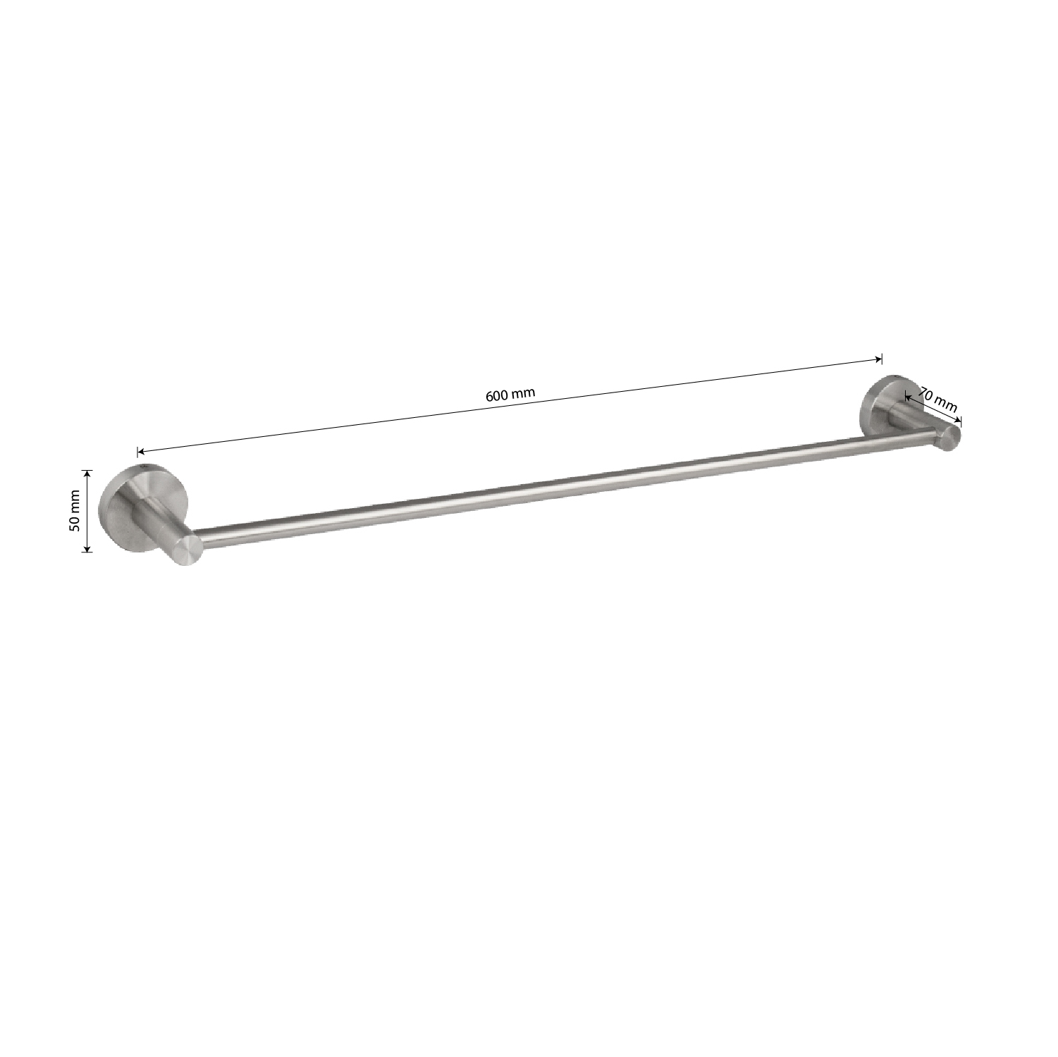 GFmark - Держатель для полотенца 600 мм, из нержавеющей стали, прямой, код: 80001  - Вид №3