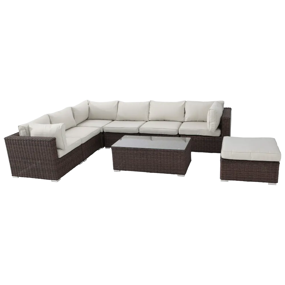 Стол садовый прямоугольный Naterial Costa Rica 60x112x41.5 см алюминий/стекло коричневый STLM-2073845 - Вид №6