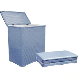 Корзина для белья плетеная, синяя