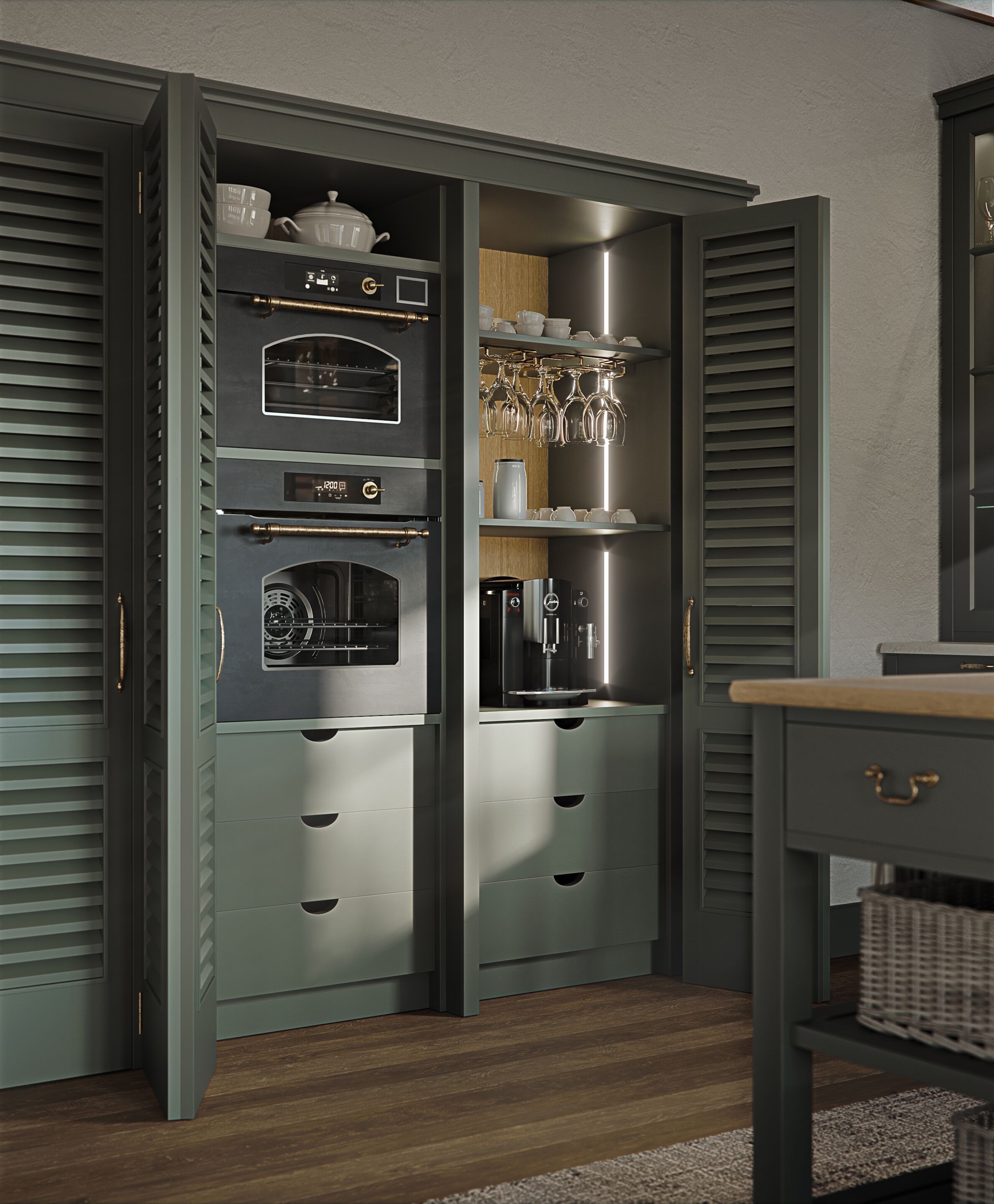 Лакированная деревянная кухня с ручками Marchi Cucine коттедж ARCH-00066962 - Вид №2