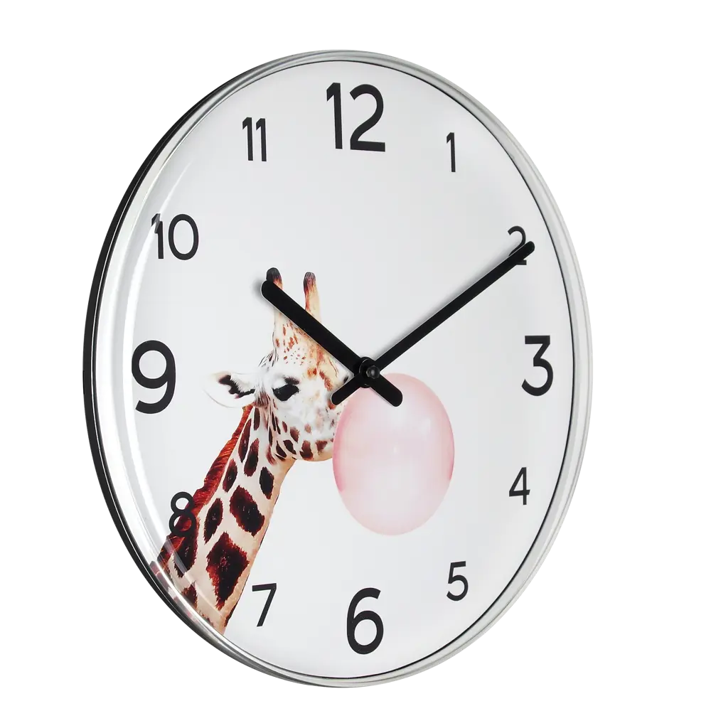 Часы настенные Troykatime Жираф круглые пластик цвет бело-розовый бесшумные ø30 см Детские STLM-2084679 - Вид №2