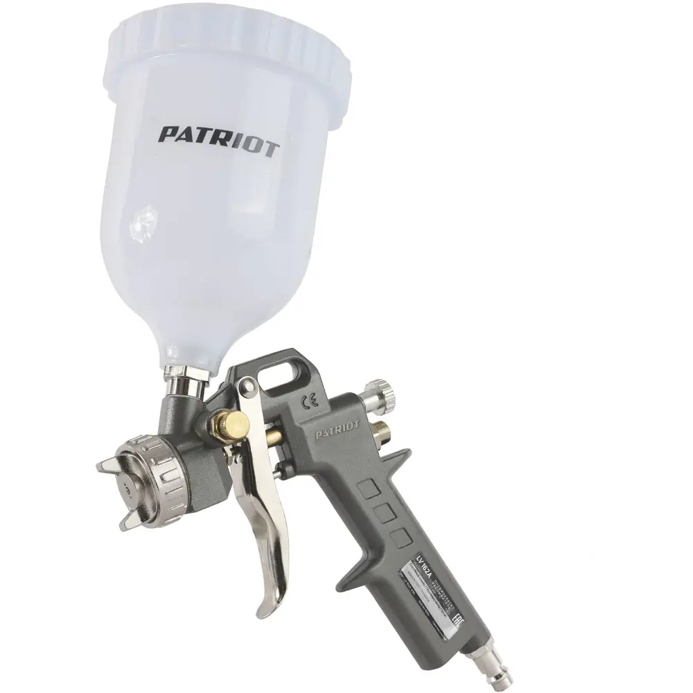 Краскораспылитель пневматический Patriot LV 162А LVLP верхний пластиковый бак 200 л/мин 0.5 л STLM-2023275