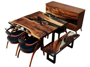 Обеденный набор из дерева и смолы