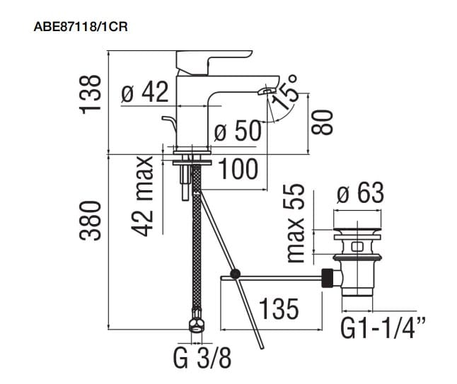 Энергосберегающий однорычажный смеситель для раковины Nobili Abc ARCH-00151011 - Вид №3