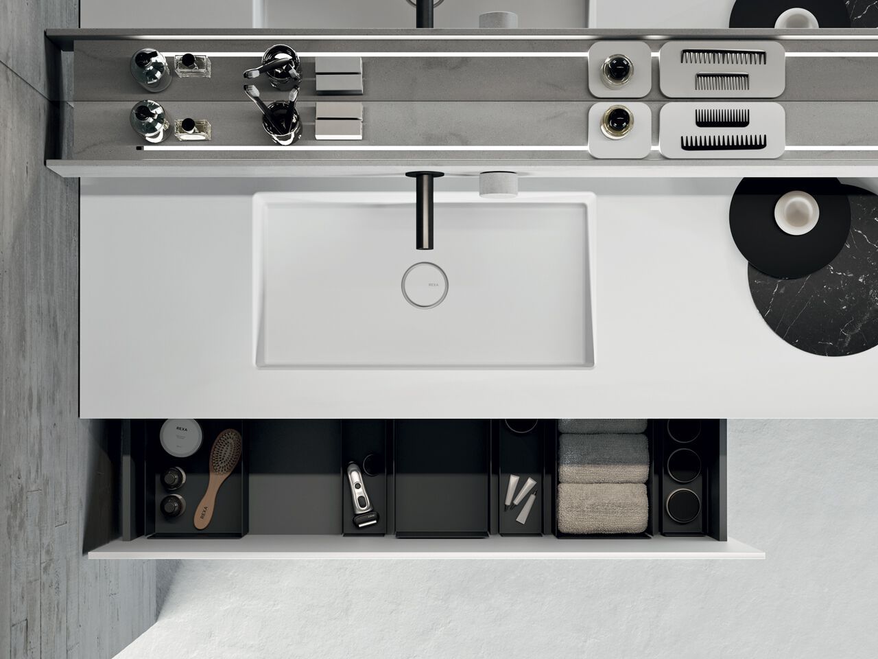 Шкаф для раковины Corian® со встроенной раковиной Rexa уникальный ARCH-00055273