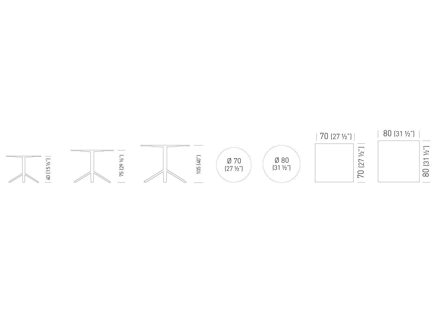 Квадратный или круглый стол с фиксированным или откидным верхом из металла с 4 спицами GABER ARKET 4 PLUS-FIX ARCH-00061822 - Вид №4
