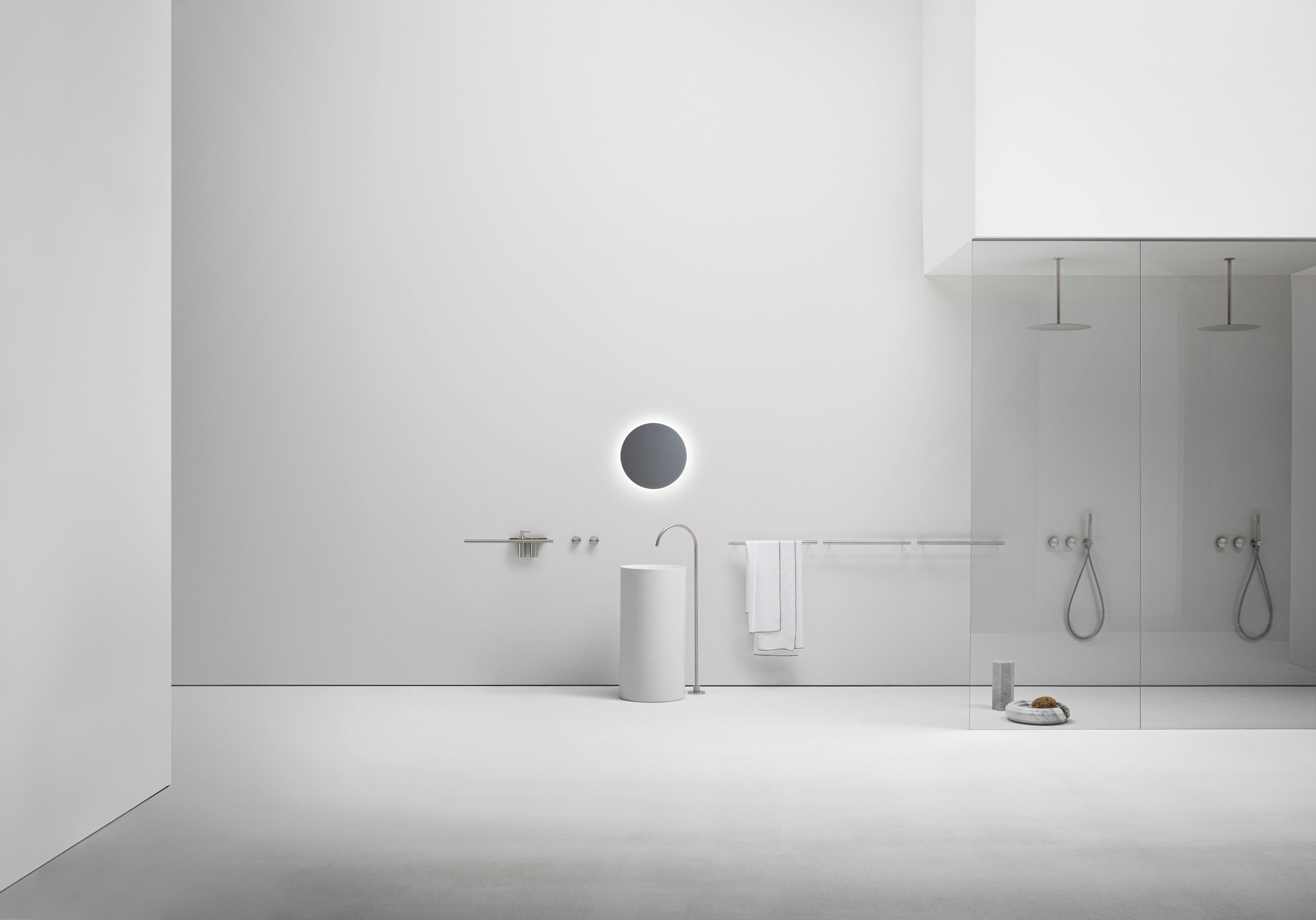 Держатель для полотенец / полка для ванной комнаты из нержавеющей стали и дерева Falper цилиндр ARCH-00049766 - Вид №4