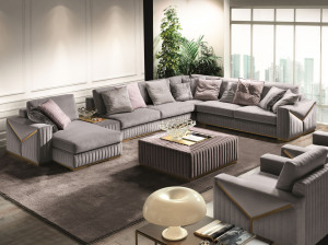 Бархатный угловой диван