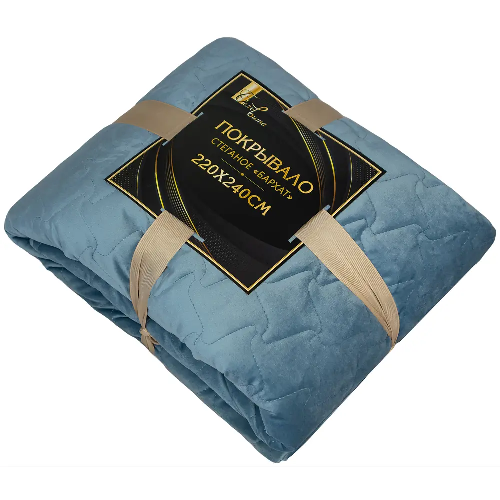 Покрывало Verona 220x240 см бархат цвет серо-голубой Fjord 4 Бельвита Нео-классика STLM-2121997 - Вид №2