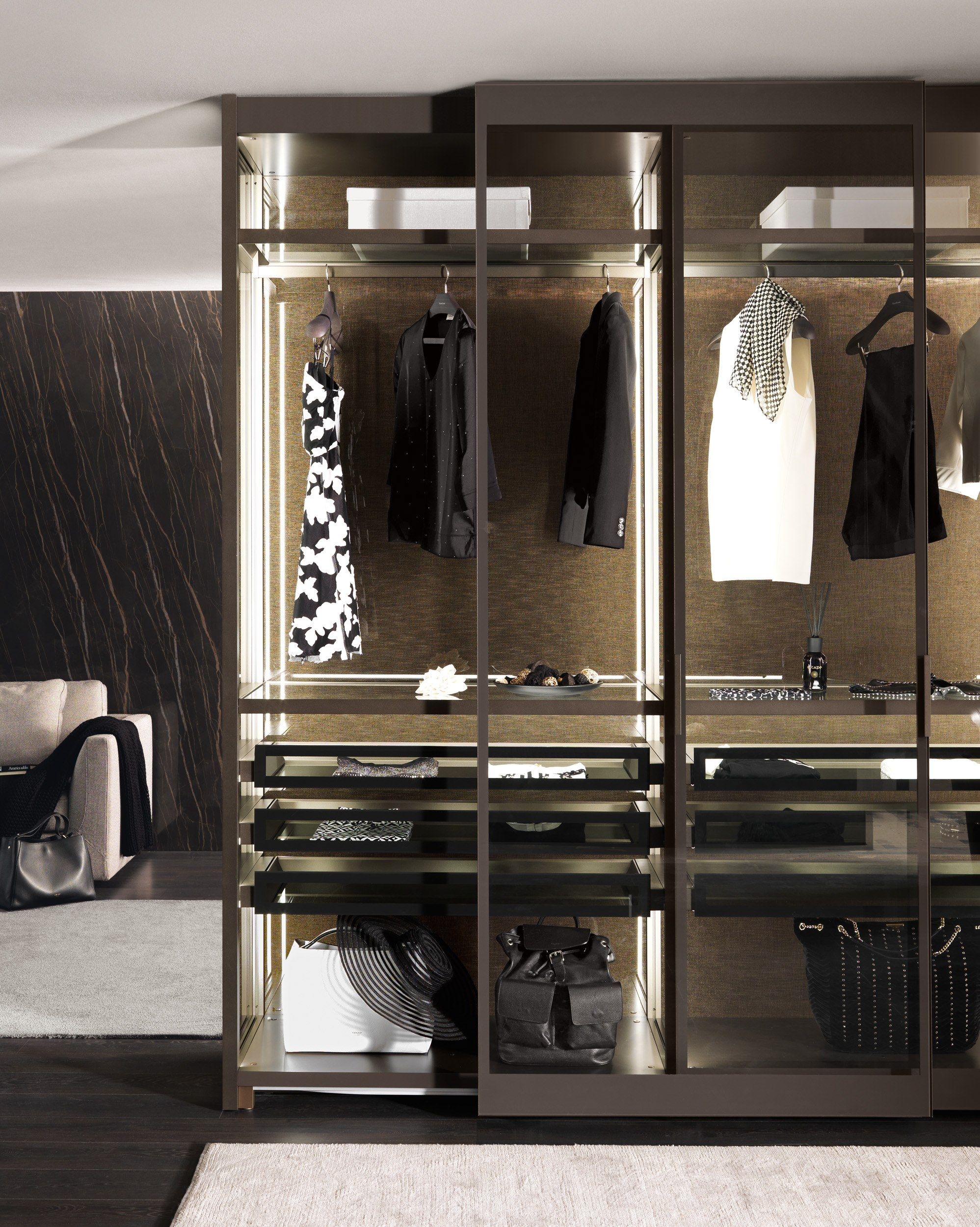 Модульная угловая гардеробная со встроенным освещением MisuraEmme PALO ALTO ARCH-00060708 - Вид №2