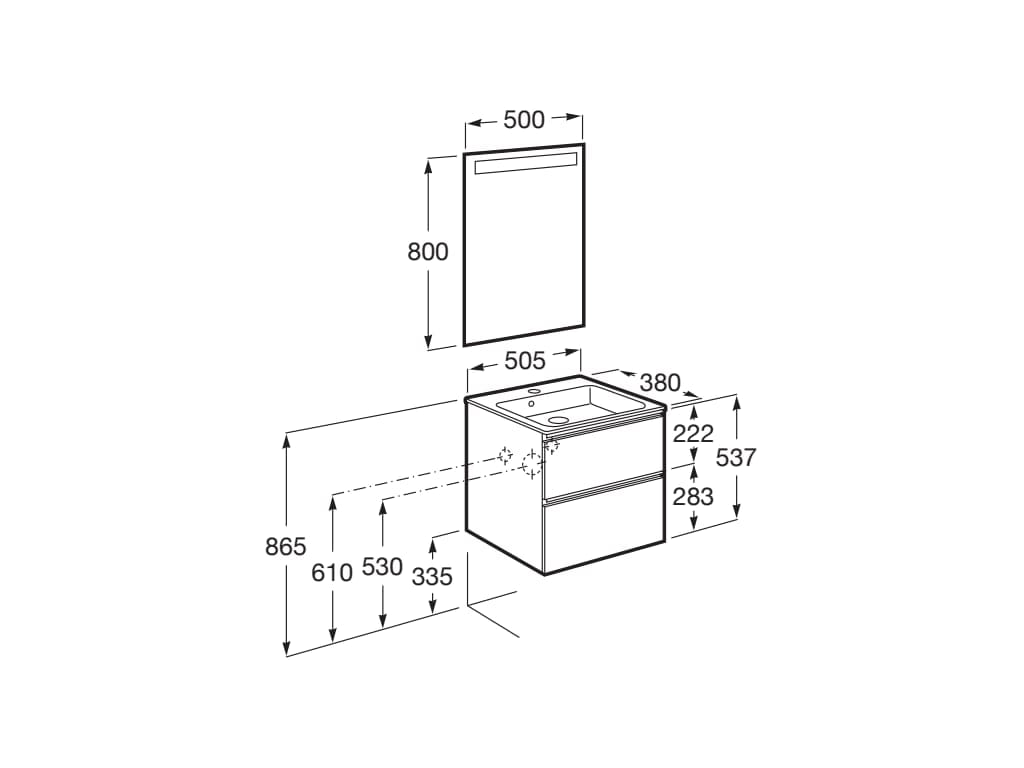 Деревянный умывальник с зеркалом и встроенной раковиной Roca UNIK A8515 / A8518 ARCH-00035896 - Вид №108