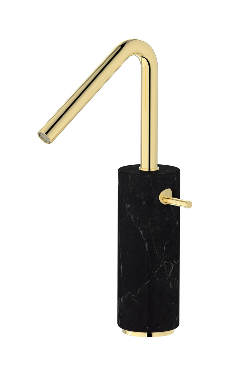 Высокий смеситель для раковины на 1 отверстие в комплекте с донным клапаном WE ARE IB mr202ii_2 Pale Gold Marmo