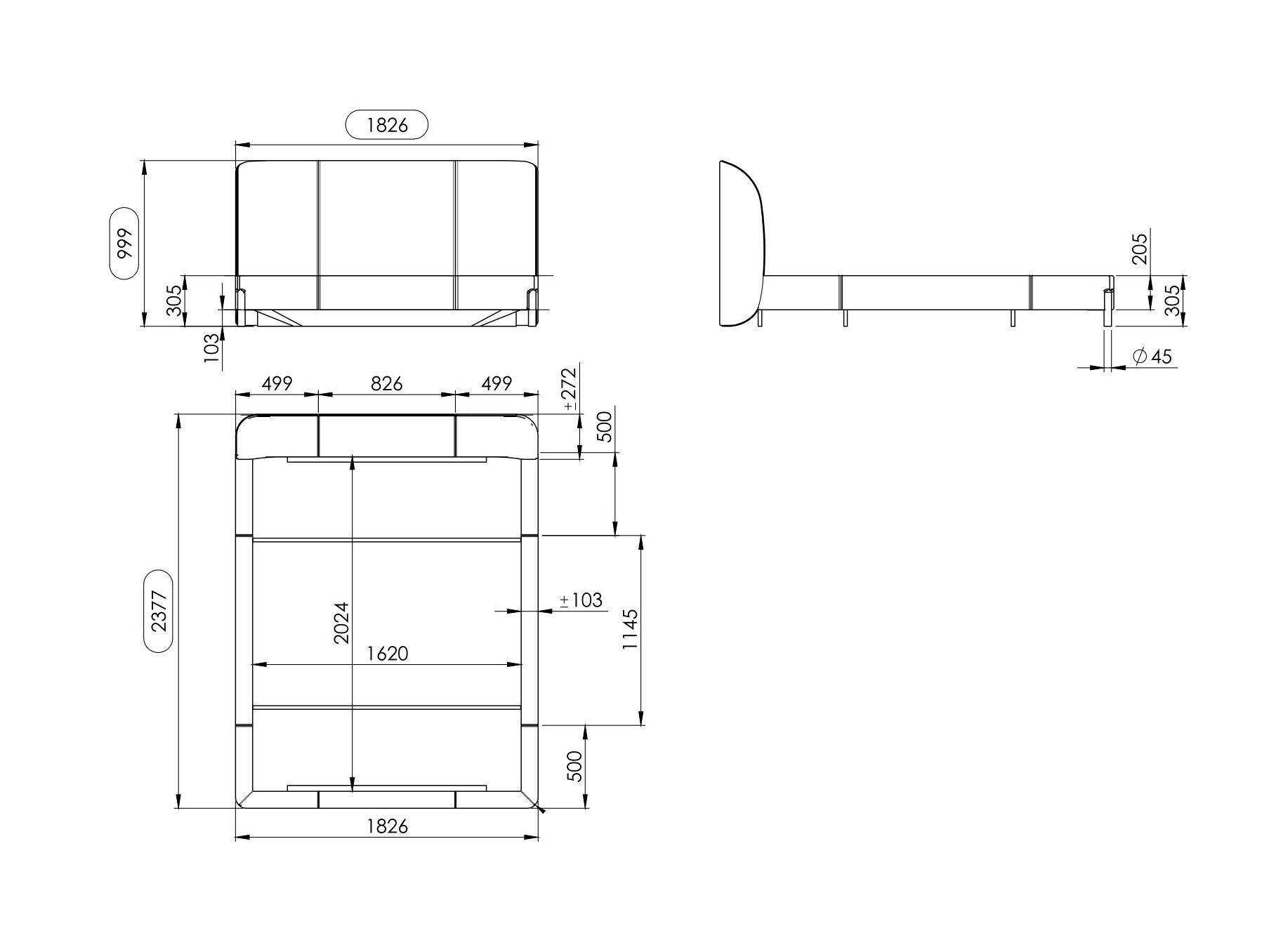 Двуспальная кровать из ткани с мягким изголовьем Laskasas Canvas ARCH-00149703 - Вид №5