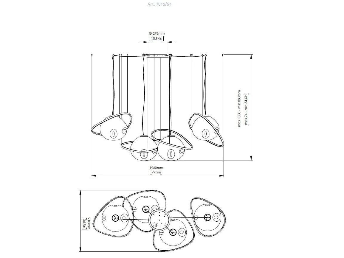 Подвесной светильник из муранского стекла и металла Patrizia Volpato Move ARCH-00106712 - Вид №2