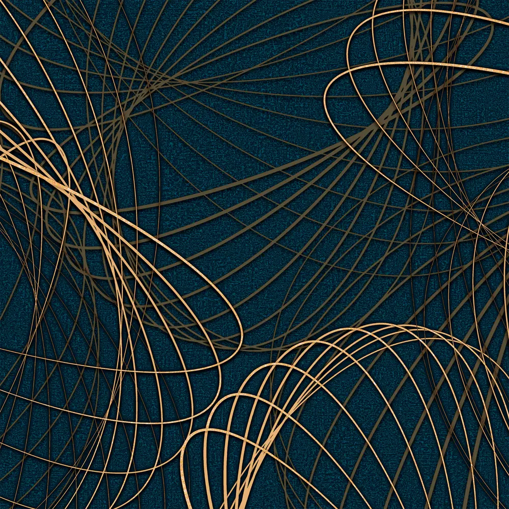 Флизелиновые обои NEW AGE Tesla с сине-золотым декором 89342844 STLM-0814355 - Вид №1