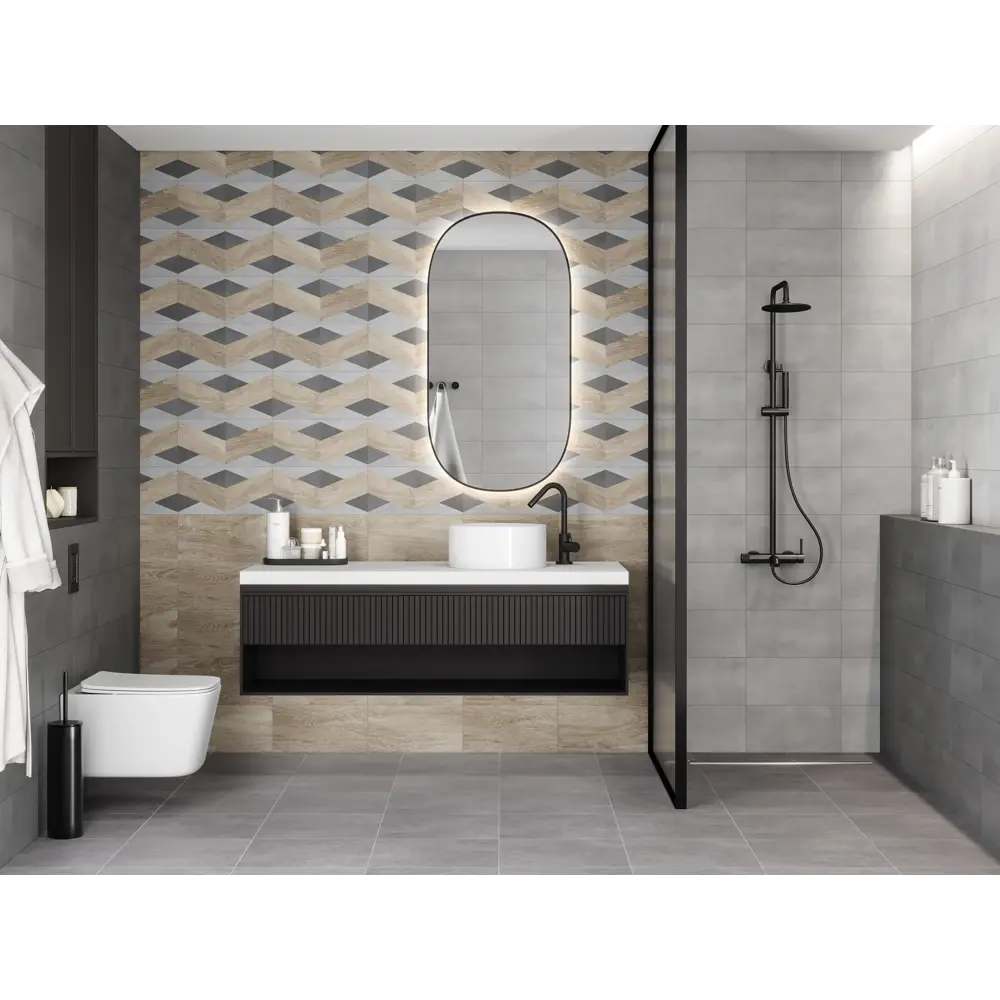 Настенная плитка KREAFORTA Mersey Concrete 20x40 см 1.62 м² матовая цвет графит STLM-2115820 - Вид №6